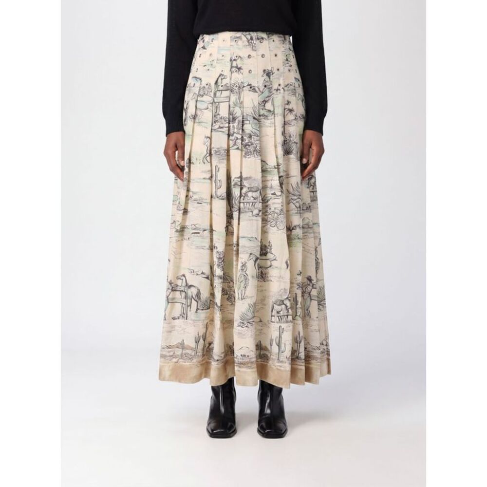 Alemais Women Alemais Scout Graphic Embroidered Linen Blend Full Midi Skirt